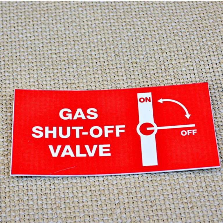 Small LP Gas Safety Shut Off Valve Sign Tidy